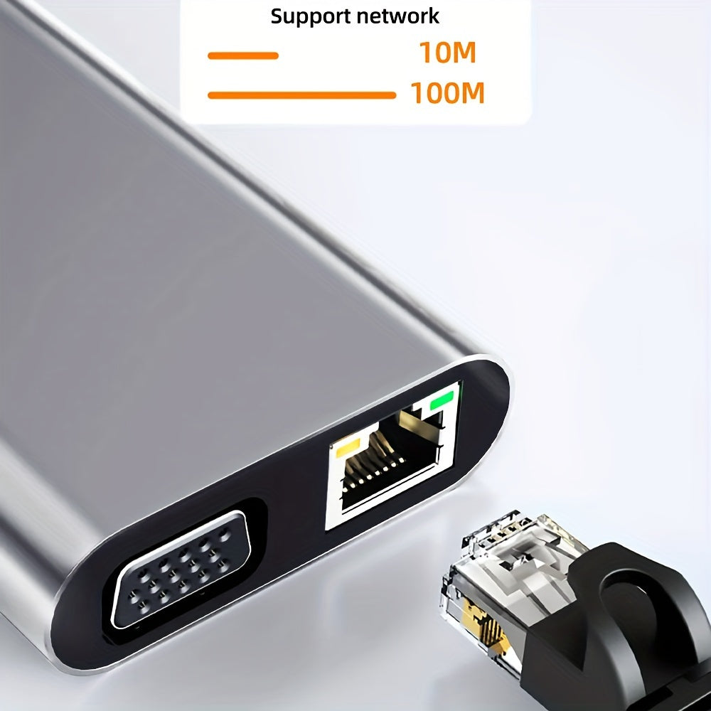 Hub USB Type-C 11-en-1 avec convertisseur HD 4K pour ordinateur portable et mobile