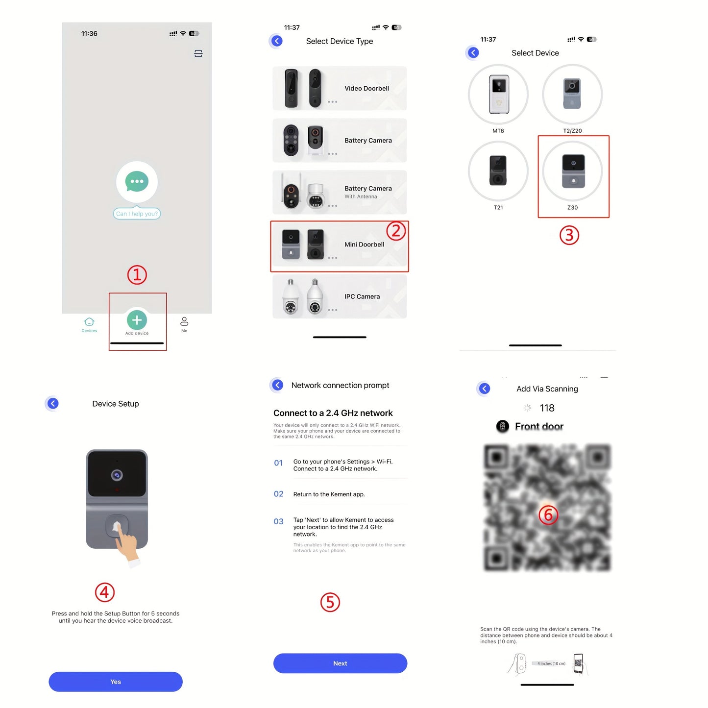 1pc (Build-in Battery) Smart WIFI Doorbell.