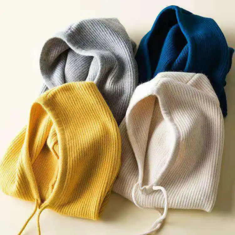 Bonnet d’Hiver pour Femme en Cachemire – Écharpe à Capuche Tricotée Balaclava Chaude et Coupe-Vent