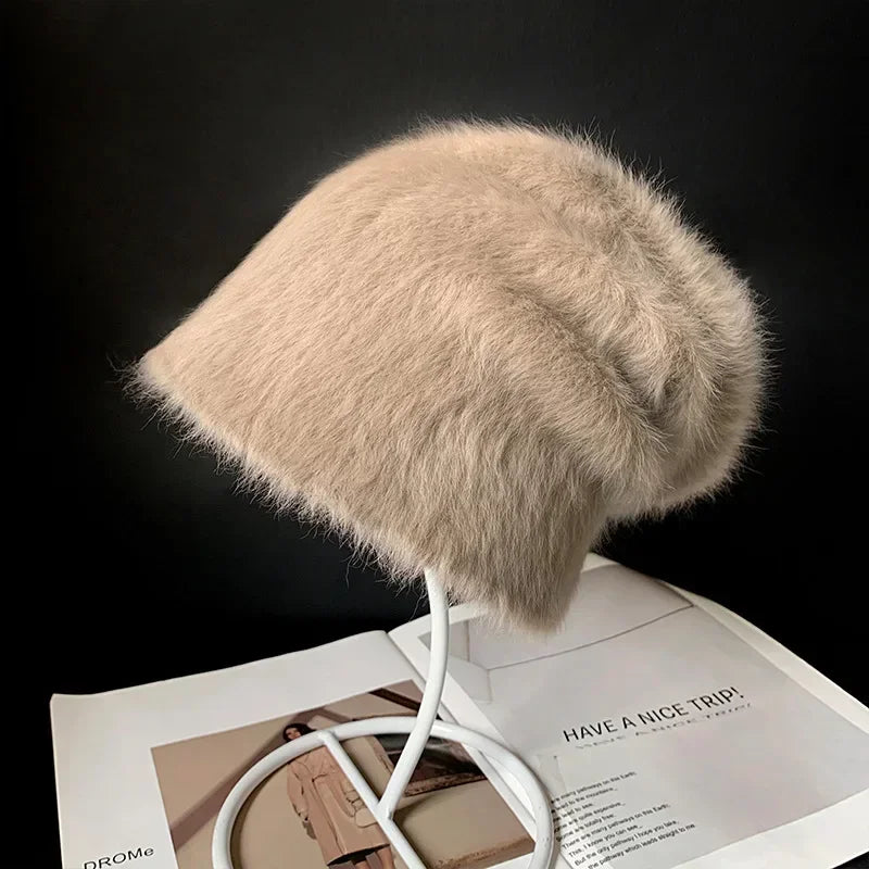 Bonnet d’Hiver Luxe en Fourrure de Lapin Douce