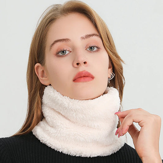 Collor warm cashmere scarf solid ring outdoor sports thick plush scarf for children men and women muffler face mask