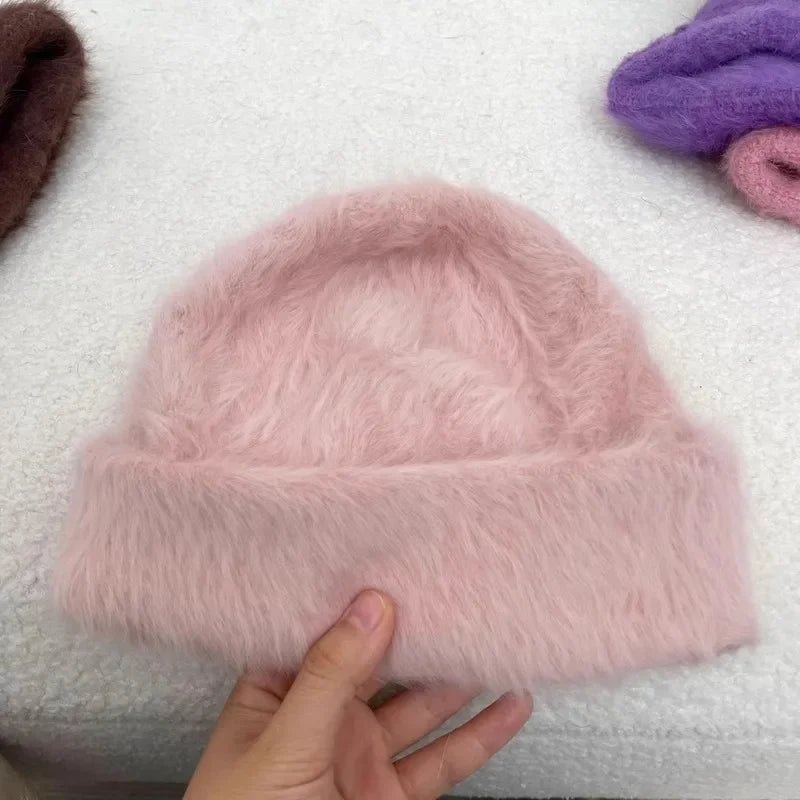 Bonnet d’Hiver Luxe en Fourrure de Lapin Douce