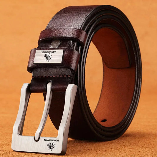 Ceinture en Cuir Véritable avec Boucle pour Homme