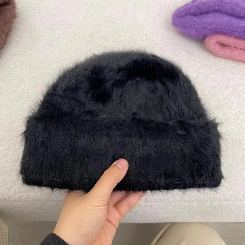 Bonnet d’Hiver Luxe en Fourrure de Lapin Douce