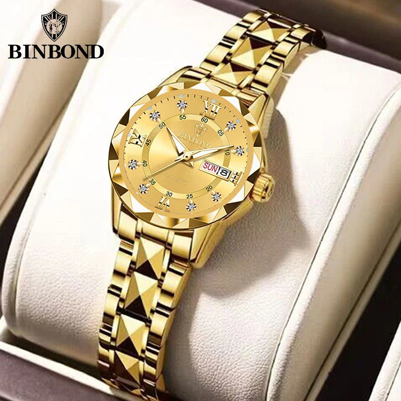 BINBOND B2521 Montres à quartz de luxe pour femmes