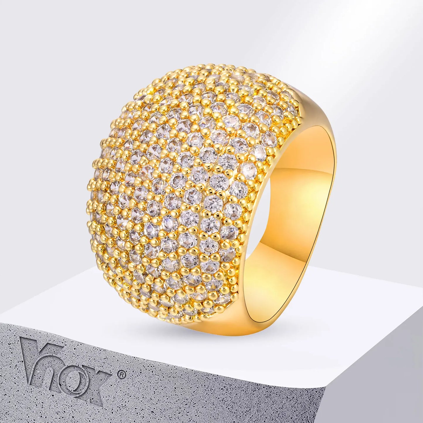 Bague Statement Oversize Vnox pour Femmes et Filles – Bague en Zircon Cubique CZ avec Pierre Brillante – Bijoux de Luxe