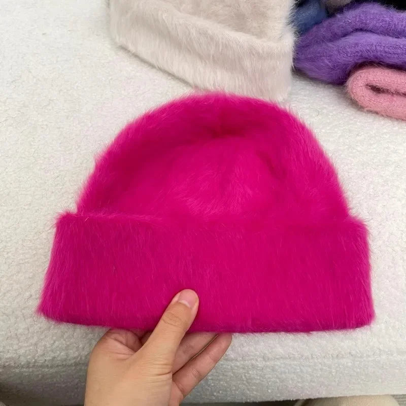 Bonnet d’Hiver Luxe en Fourrure de Lapin Douce