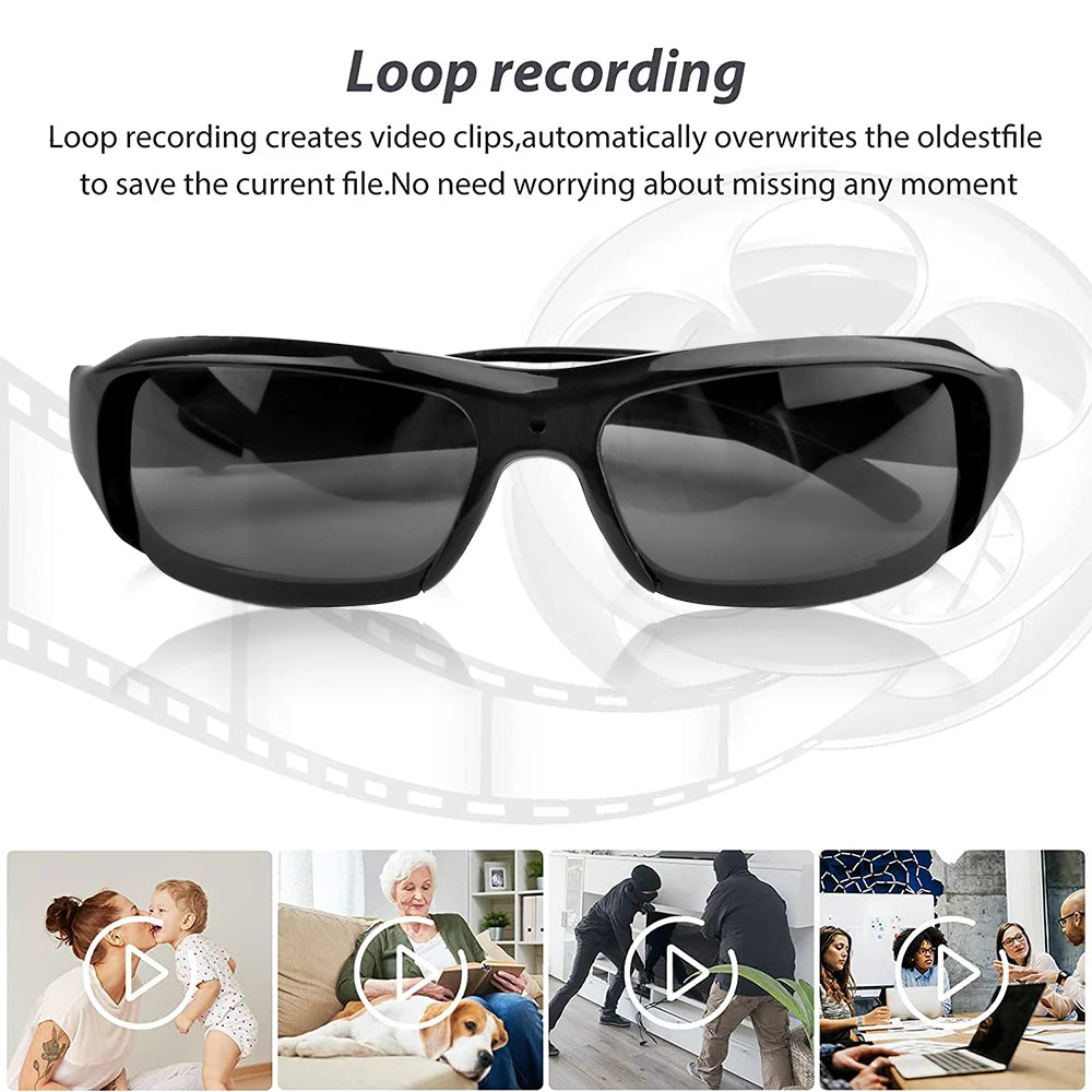 mini-caméra pour lunettes 1080P, caméscope de surveillance pour la conduite