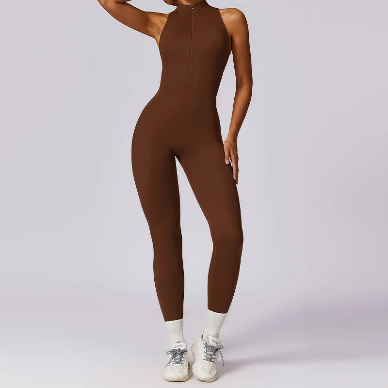 Combinaison de sport une pièce pour femme, dos en V