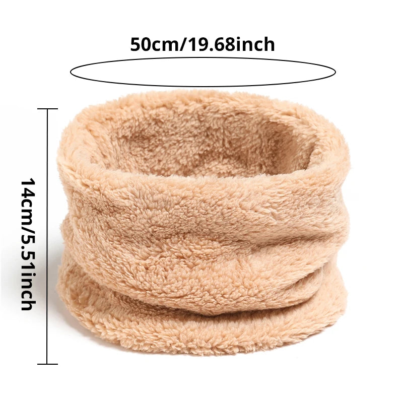 Collor warm cashmere scarf solid ring outdoor sports thick plush scarf for children men and women muffler face mask