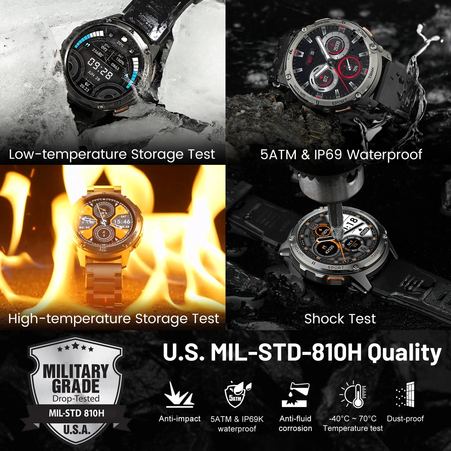 Montre Connectée Militaire pour Homme et Femme