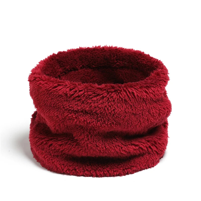 Collor warm cashmere scarf solid ring outdoor sports thick plush scarf for children men and women muffler face mask