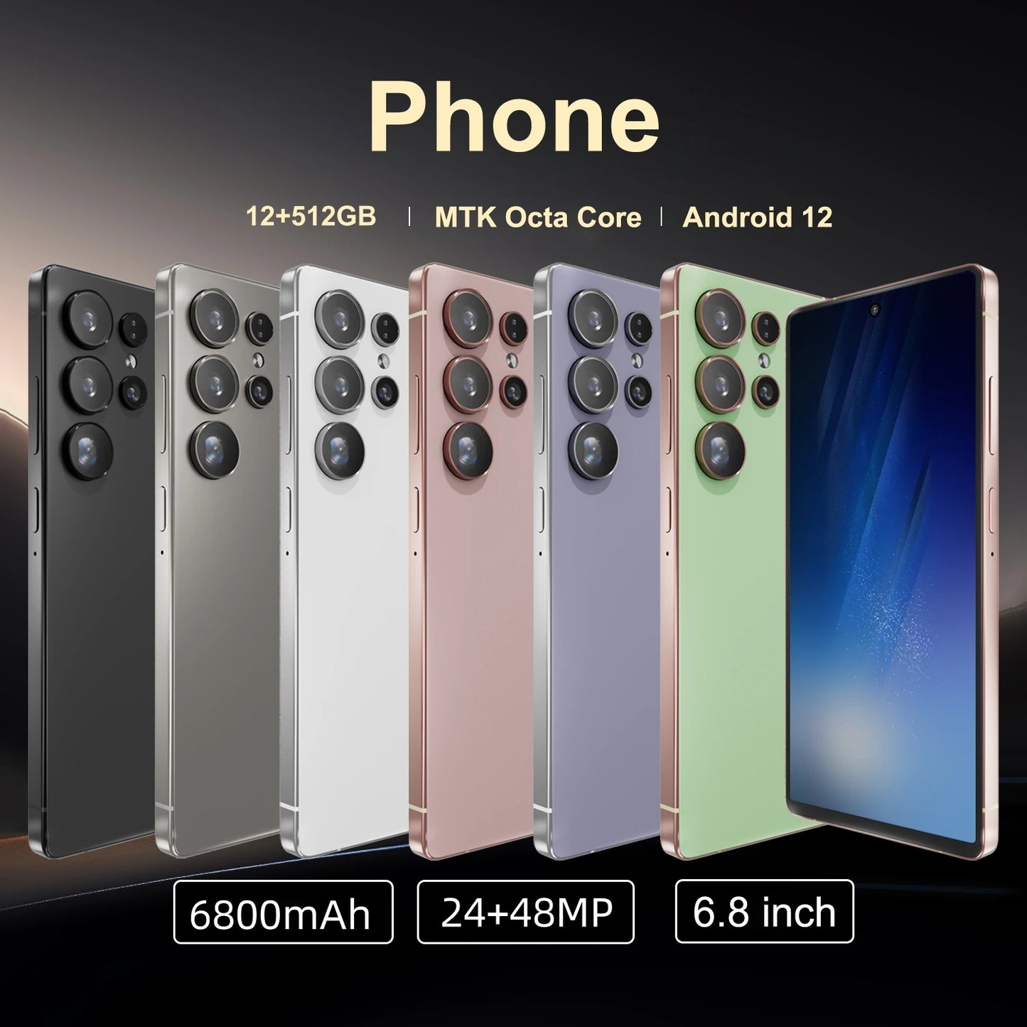 S25 Ultra Smartphone Android 6.8 pouces 8 + 128GB ROM double SIM téléphones mobiles 4G réseau 6800mAh batterie Octa Core téléphones portables