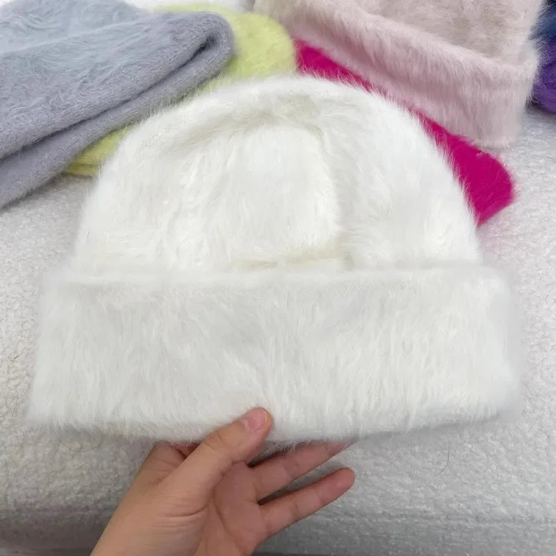 Bonnet d’Hiver Luxe en Fourrure de Lapin Douce