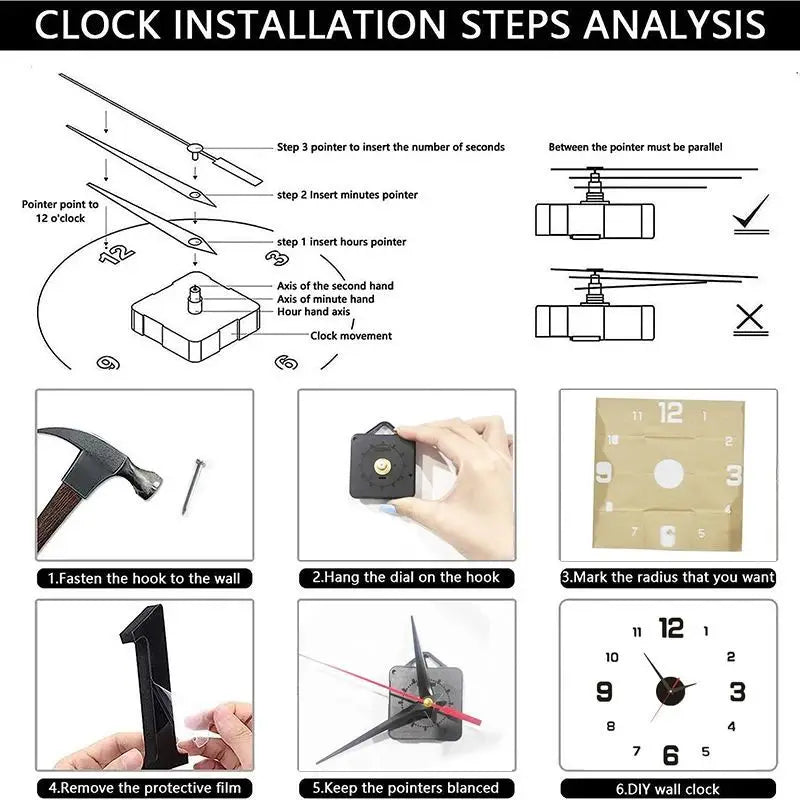 Horloge Murale DIY Sans Cadre – Décoration Moderne et Silencieuse