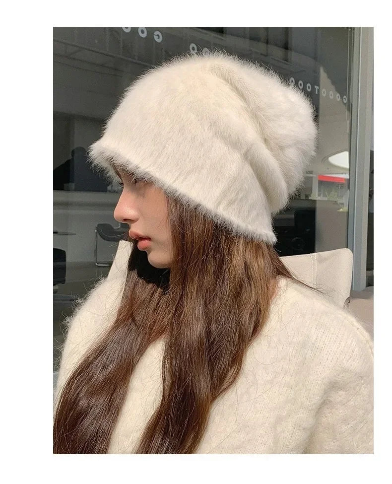 Bonnet d’Hiver Luxe en Fourrure de Lapin Douce