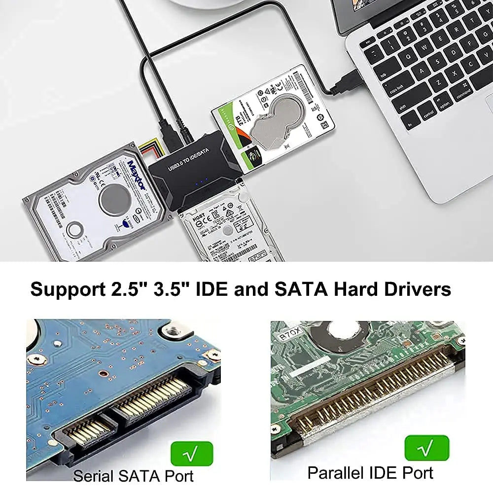 Adaptateur de disque dur USB 3.0 à SATA IDE, câble convertisseur pour disque dur 3.5 2.5 pouces/SSD CD DVD ROM CD-RW 3 en 1 IDE SATA