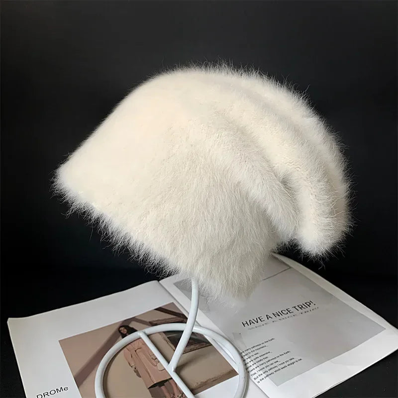 Bonnet d’Hiver Luxe en Fourrure de Lapin Douce