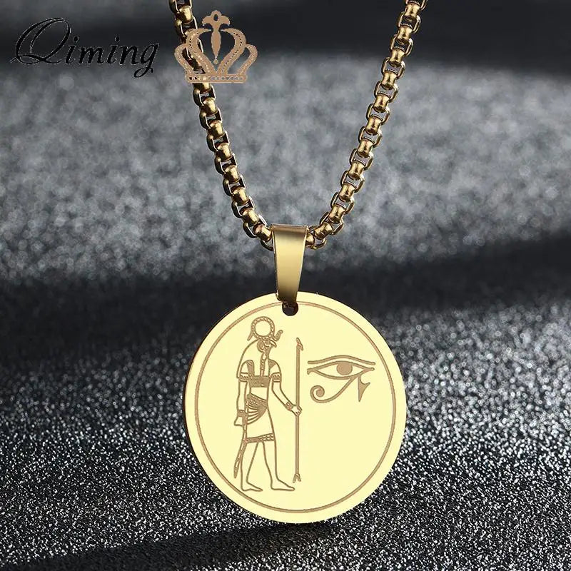 Collier Pendentif QIMING Handmade Ankh &amp; Œil d'Horus – Bijoux Égyptiens &amp; Turcs