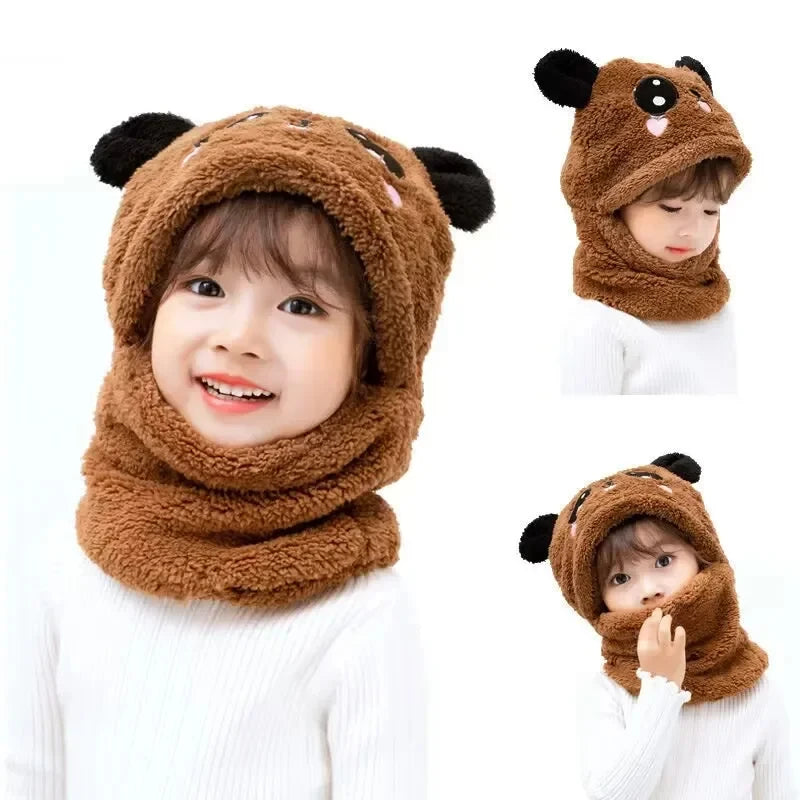 Gorro de conejo sonriente para niños, gorro cálido para el cuello para niñas, gran venta, otoño e invierno