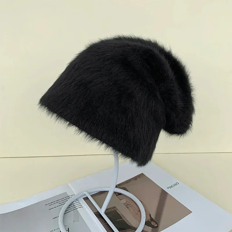 Bonnet d’Hiver Luxe en Fourrure de Lapin Douce