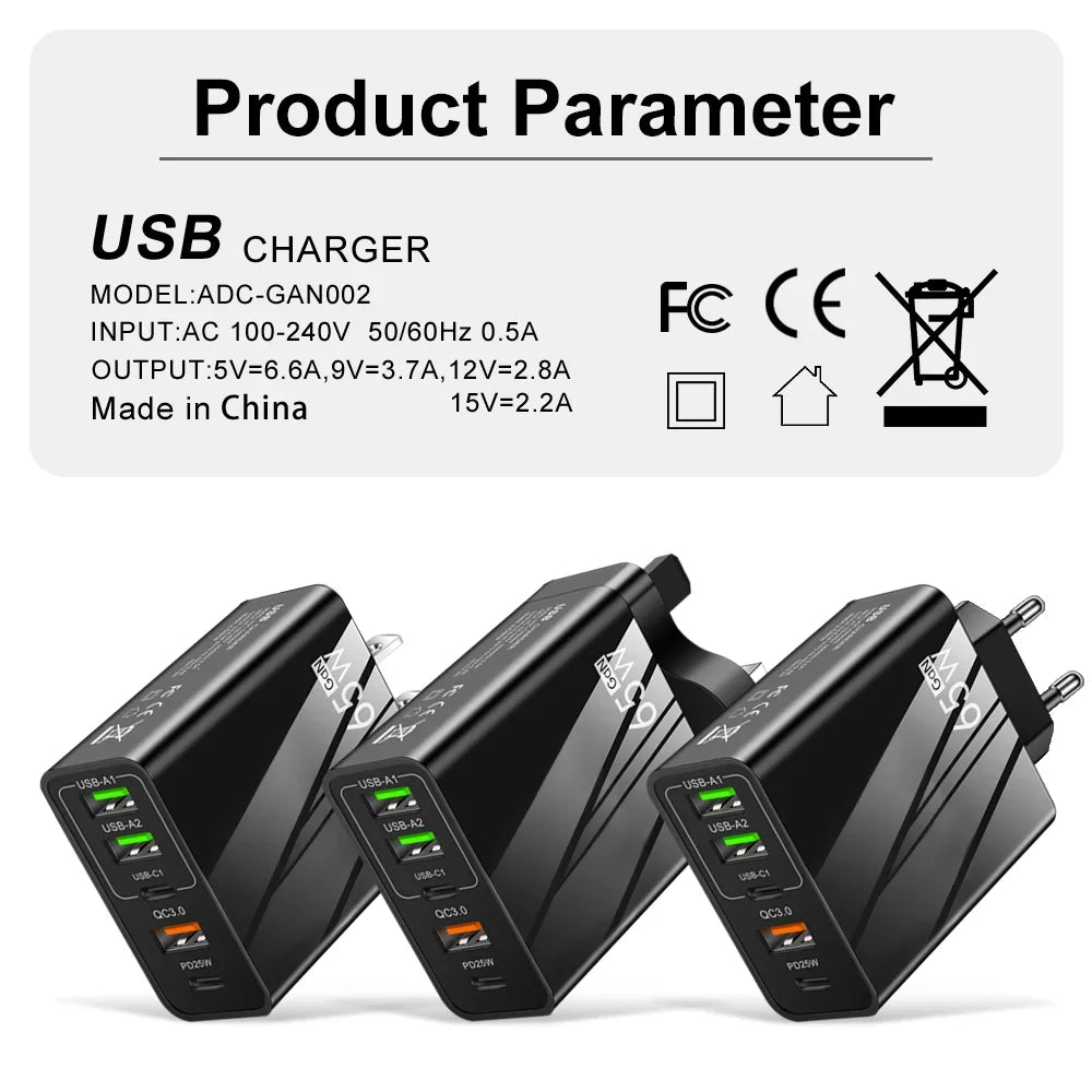 Tête de Charge Rapide 65W pour Téléphone Portable