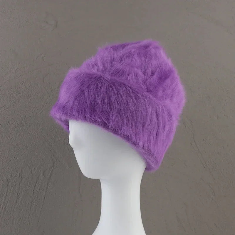 Bonnet d’Hiver Luxe en Fourrure de Lapin Douce