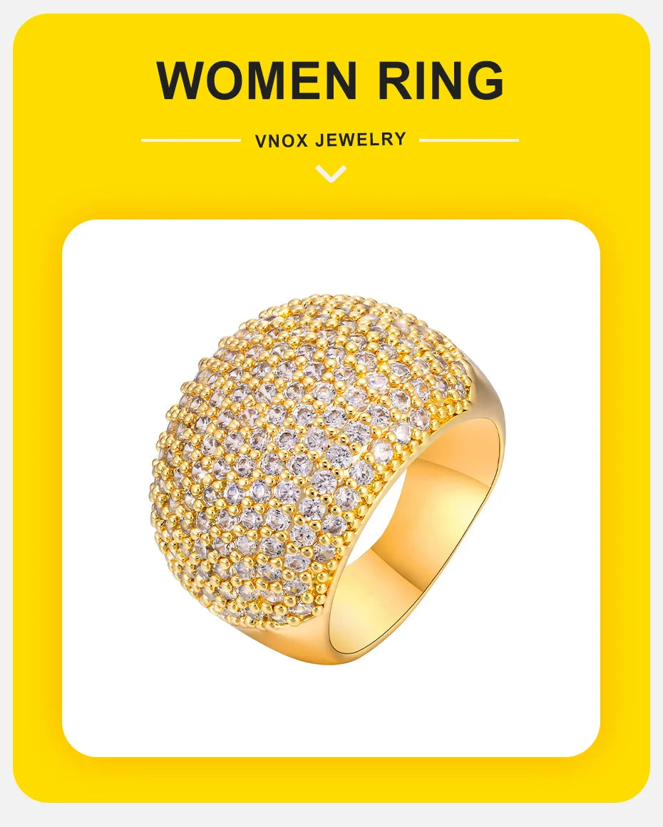 Bague Statement Oversize Vnox pour Femmes et Filles – Bague en Zircon Cubique CZ avec Pierre Brillante – Bijoux de Luxe