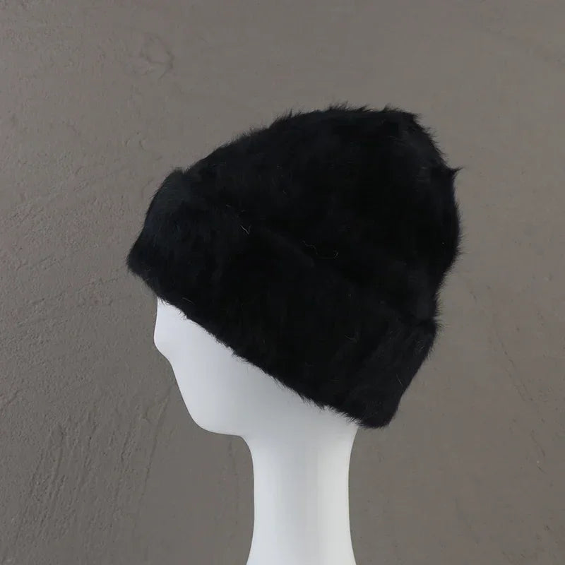 Bonnet d’Hiver Luxe en Fourrure de Lapin Douce