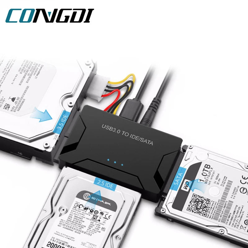 Adaptateur de disque dur USB 3.0 à SATA IDE, câble convertisseur pour disque dur 3.5 2.5 pouces/SSD CD DVD ROM CD-RW 3 en 1 IDE SATA