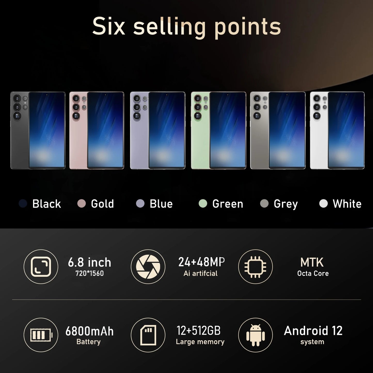 S25 Ultra Smartphone Android 6.8 pouces 8 + 128GB ROM double SIM téléphones mobiles 4G réseau 6800mAh batterie Octa Core téléphones portables
