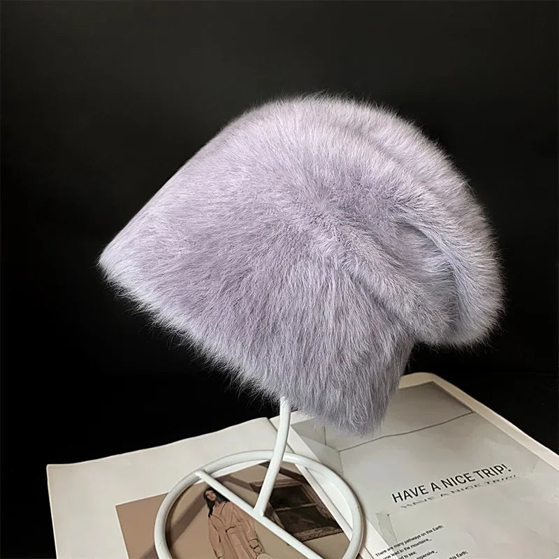 Bonnet d’Hiver Luxe en Fourrure de Lapin Douce