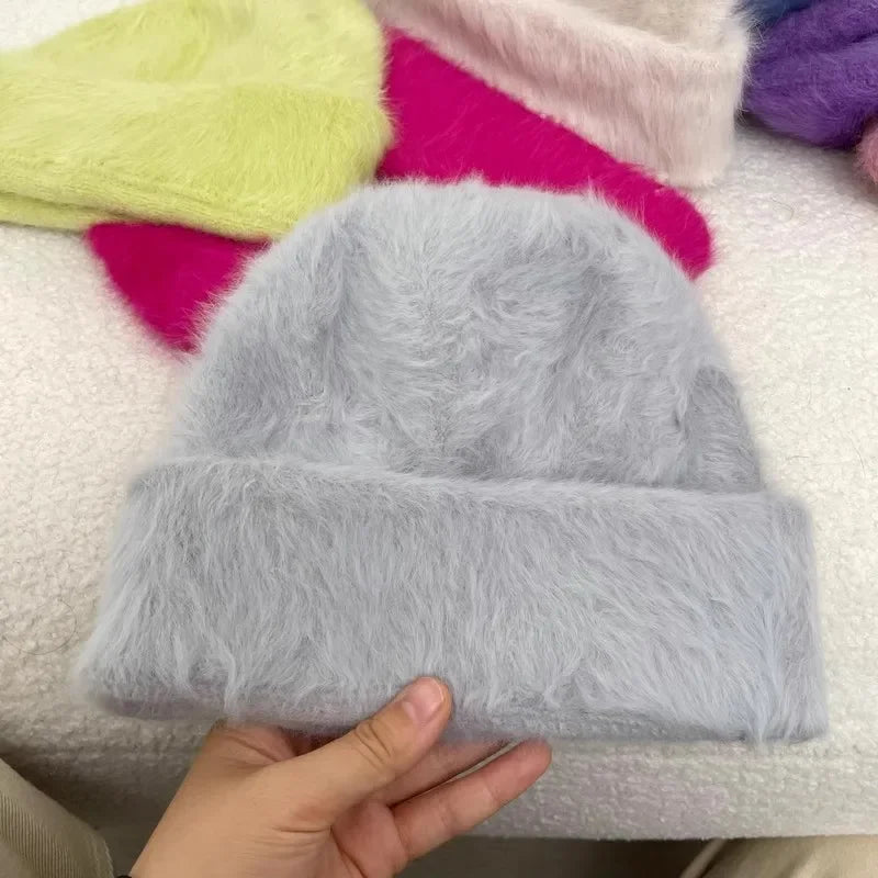 Bonnet d’Hiver Luxe en Fourrure de Lapin Douce