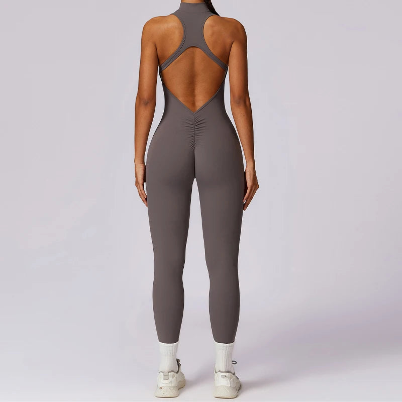 Combinaison de sport une pièce pour femme, dos en V