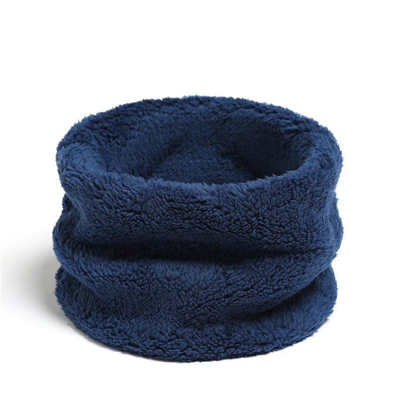 Collor warm cashmere scarf solid ring outdoor sports thick plush scarf for children men and women muffler face mask