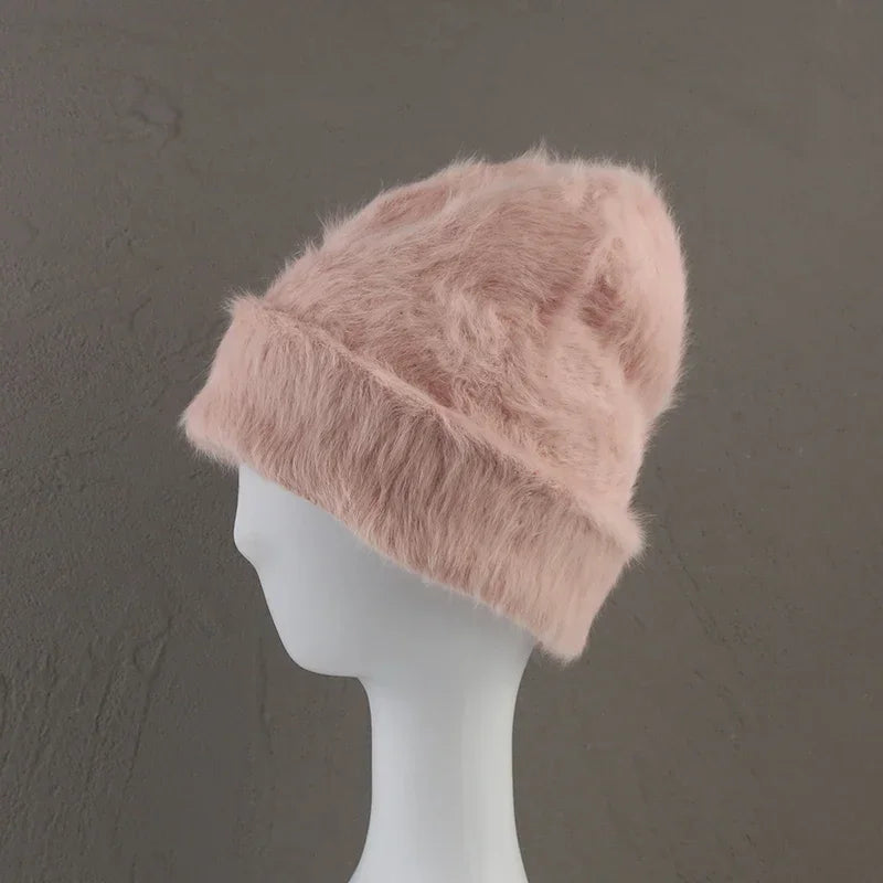 Bonnet d’Hiver Luxe en Fourrure de Lapin Douce